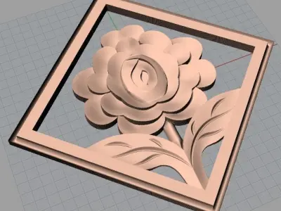 Bed door flower 3D relief STL model for CNC engraving E547 3D model