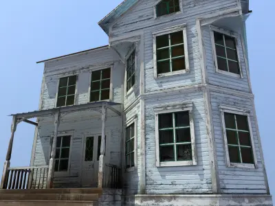 Old House game ready low poly Model Low-poly 3D model