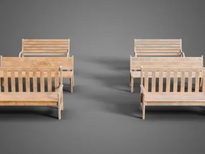 Street prop collection Low-poly 3D model