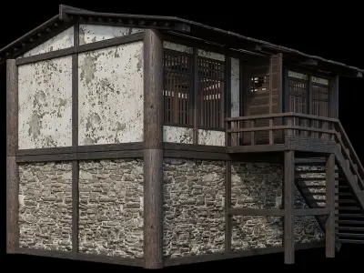 Medieval Houses 32- 4K Textures Game Ready Low-poly 3D model