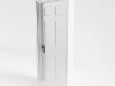 White Victorian Solid Panel Internal Door 3D model