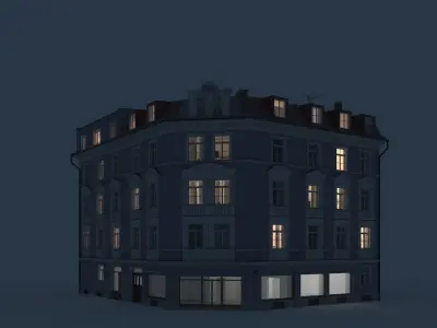 Residential City Building - Corner - 19 - Storefront 3D model