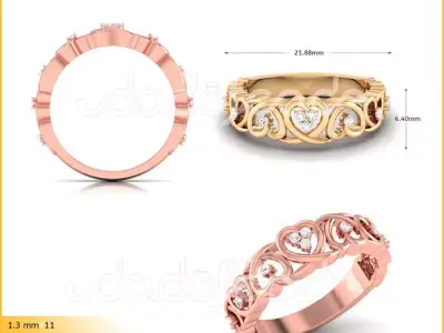 DIAMONDS RING -WITH HEART DOC-R8181 3D print model
