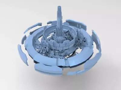 Cloud city island 2  Low-poly 3D model