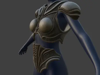Xenomorph Female Exosuit Chestplate Pauldrons And Belly Armor 3D print model
