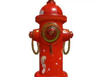 Weathered Red Fire Hydrant Low-poly 3D model