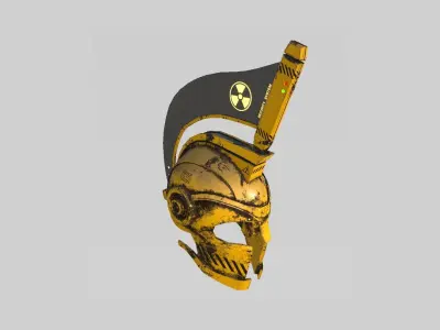 SciFi Spartan Helmet 05 Yellow Security - Character Design Low-poly 3D model