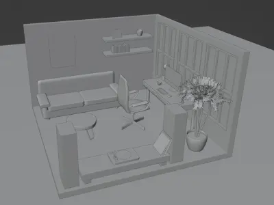 Isometric Study Room 3D model