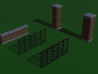 Brick Fence Model -  Low-poly 3D model