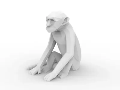 Low Poly Monkey 3D Printable 3D print model