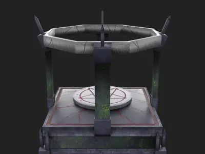 Crypt tower with light shining Low-poly 3D model