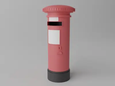 Cartoon British Post Box 3D model