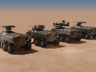 Sci-fi APC collection desert camouflage 3D model