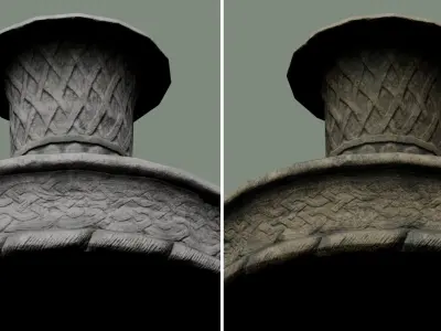 Ancient Water Fountain old dirty concrete Low-poly 3D model