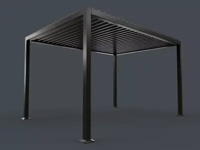 PBR Wooden Pergola Gazebo B3  Low-poly 3D model