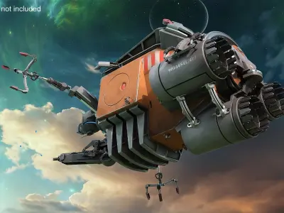  Futuristic Spacecraft with Mechanical Arms Rigged for Maya 