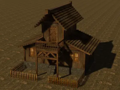 Medieval house ten 6 Low-poly 3D model
