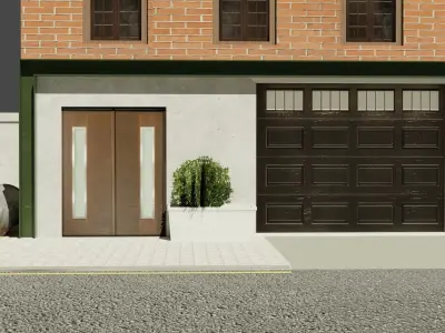 3-floor building Low-poly 3D model