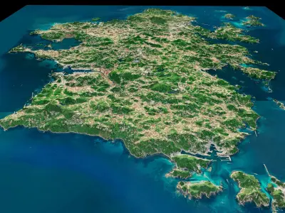 Iki Island Island full 3d model terrain Low-poly 3D model