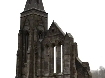Spooky Church Facade Low-poly 3D model