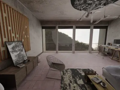 modern VR room Low poly 57 models 3D model