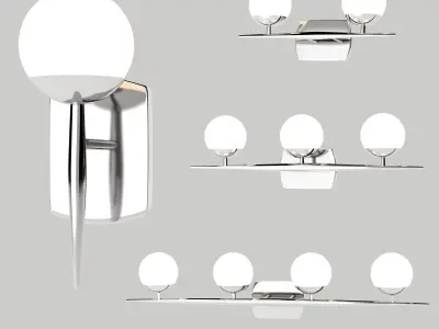 LINEAR GLOBE BATH LIGHT gold vs chrome 3D model