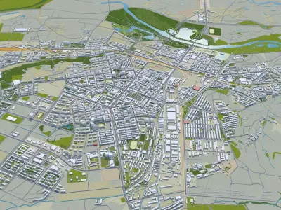 Jixi Heilongjiang China 30km Low-poly 3D model