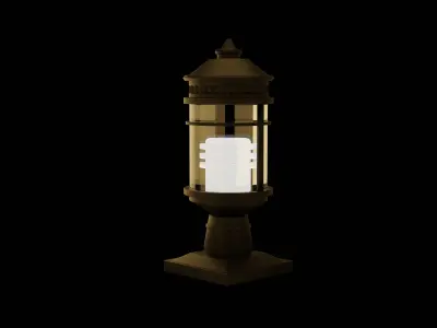 Road Side Street Metal lamp Light  Low-poly 3D model