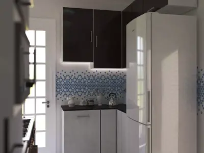 Kitchen 3D Model modern with tiled floor 3D model