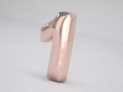 1 Number Balloon Copper 3D model