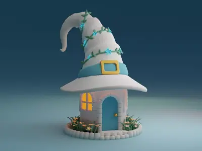 Witch Hat House Low-poly 3D model