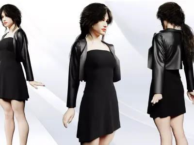 STRAPLESS DRESS WITH SMALL JACKET 3D model