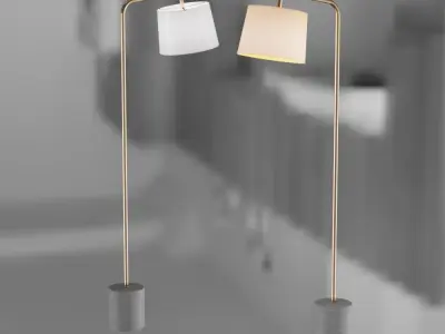 Scandinavian style floor lamp with textile shade 3D model