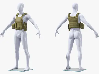  Ranger Plate Carrier with Pouches on Mannequin Green 