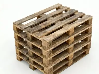 Weathered Wooden Shipping Pallet Stack 3D Model Low-poly 3D model