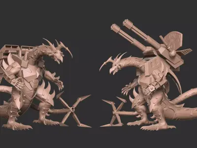 Mecha Dragon Sci-fi Armored Creature 3D Model 3D print model