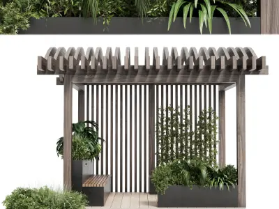 Landscape Furniture with Pergola and Roof garden 3D model get