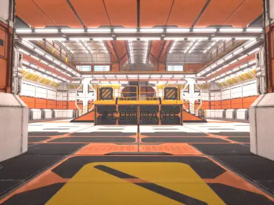 Modular SciFi Industrial Corridors Kit Low-poly 3D model