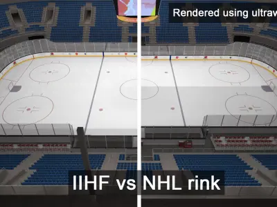  NHL and IIHF Ice Hockey Arena - interior - low poly 