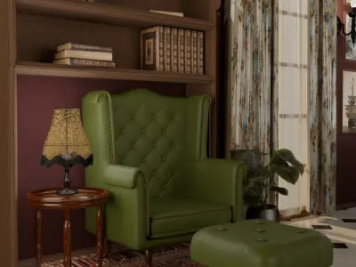 Dark Academia Concept Study Room Free 3D model