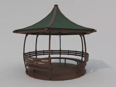 Pergola PBR 3D model gazebo in park Low-poly 3D model