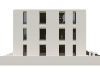 Building 2 with fence  3D model