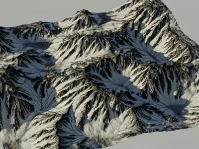 Icy Mountains Realistic Terrain 4k PBR Landscape Low-poly 3D model