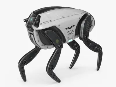 Sci Fi Robot Droid 4 colors Rigged Low-poly 3D model