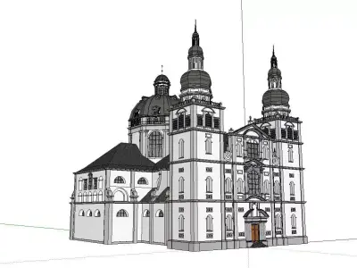 Architecture-Religion-God-Culture-Temple-0107 church with two... 3D model