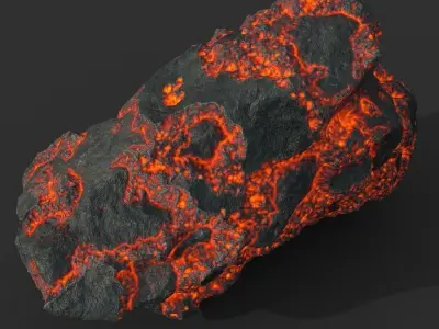 Low poly Lava Rock A-190427 Low-poly 3D model