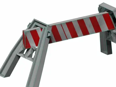 Red-white strip plastic barricade Low-poly 3D model
