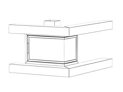 Wall Fireplace with Corner Shelves 3D model