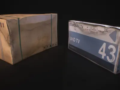 Old Cardboard Pack Low-poly 3D model