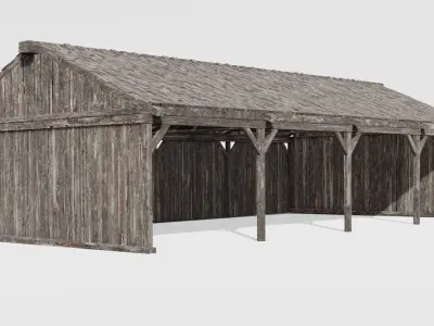  Wooden Shed 3D Model Low-poly 3D model